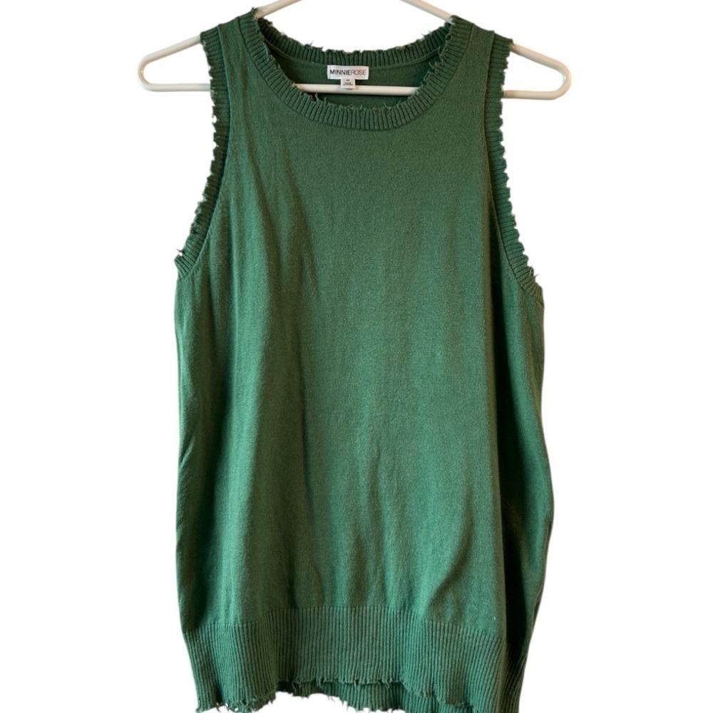 Minnie Rose cashmere and cotton frayed tank - Picture 6 of 11